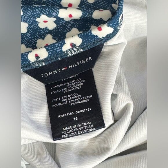 Tommy Hilfiger Blue Raspberry Floral Bandeau One-piece Swimsuit Size 16 NWT - Picture 8 of 9